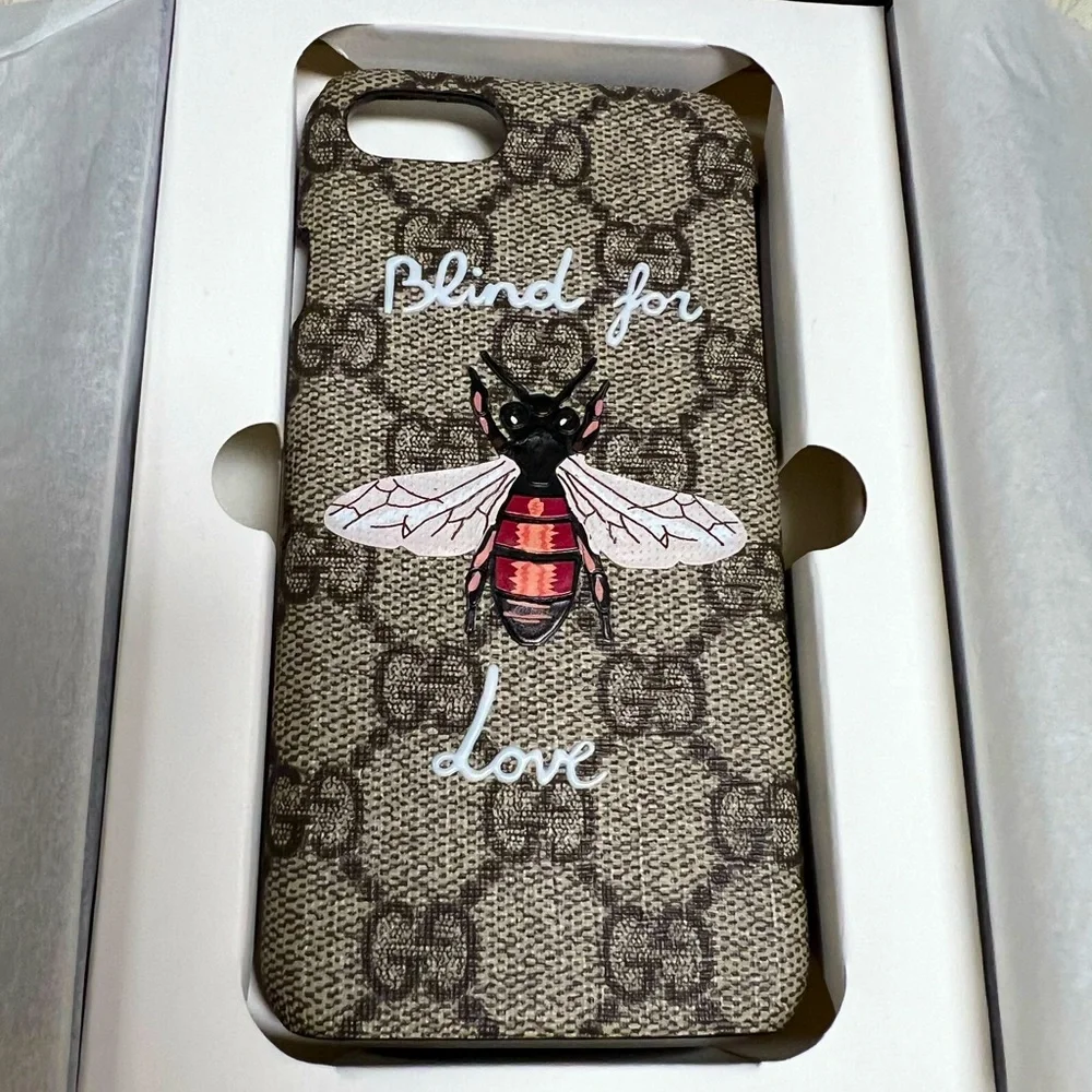 Gucci Blind for Love GG Monogram bee iPhone case for 6 / 7 / 8 - Picture 1 of 11